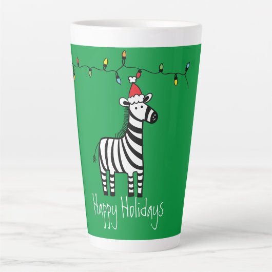 Whimsisches Weihnachten Zebra auf Grün Milchtasse (Vorderseite)