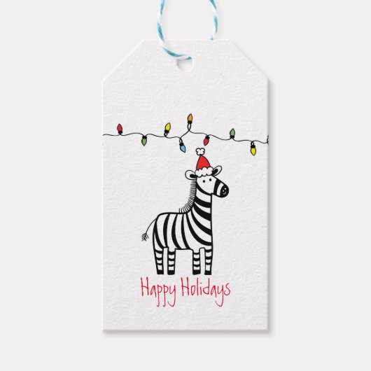 Whimsisches Weihnachten Zebra Geschenkanhänger (Vorderseite)