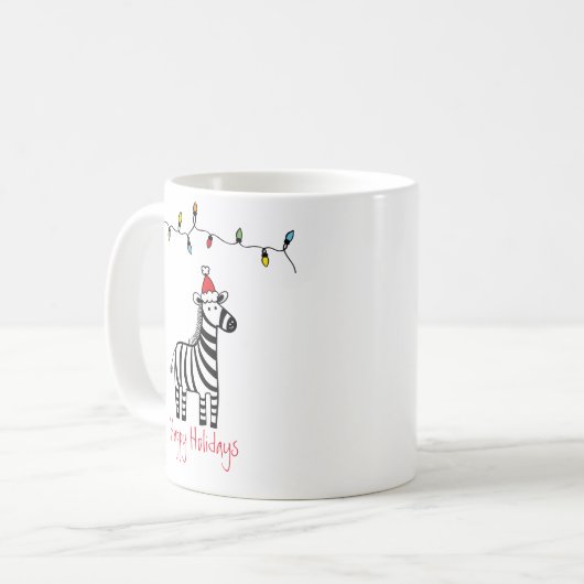 Whimsisches Weihnachten Zebra Kaffeetasse (Vorderseite Links)
