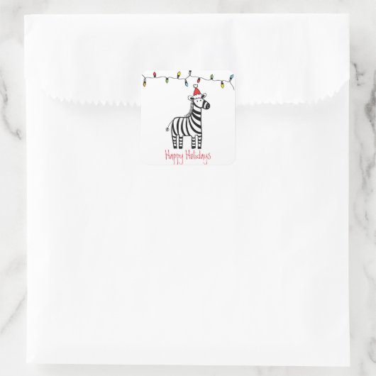 Whimsisches Weihnachten Zebra Quadratischer Aufkleber (Tasche)
