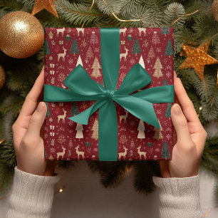 Whimsisches Weihnachts-Wrap-Papier aus dem Wald Geschenkpapier