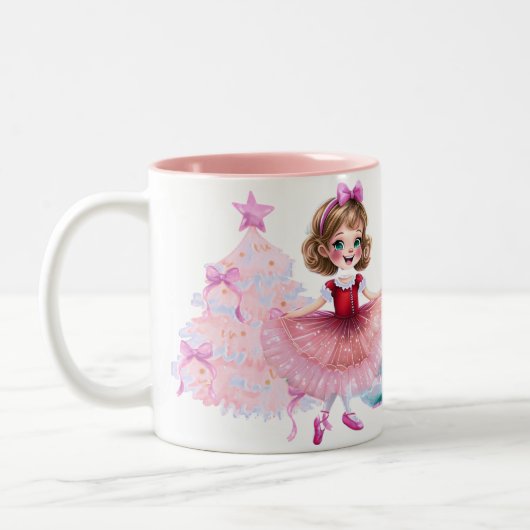 Whimsisches Weihnachtsballett mit Puppy Cheer Zweifarbige Tasse (Links)
