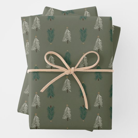 Whimsisches Weihnachtsbaumwrapping Papier (Beispiel)