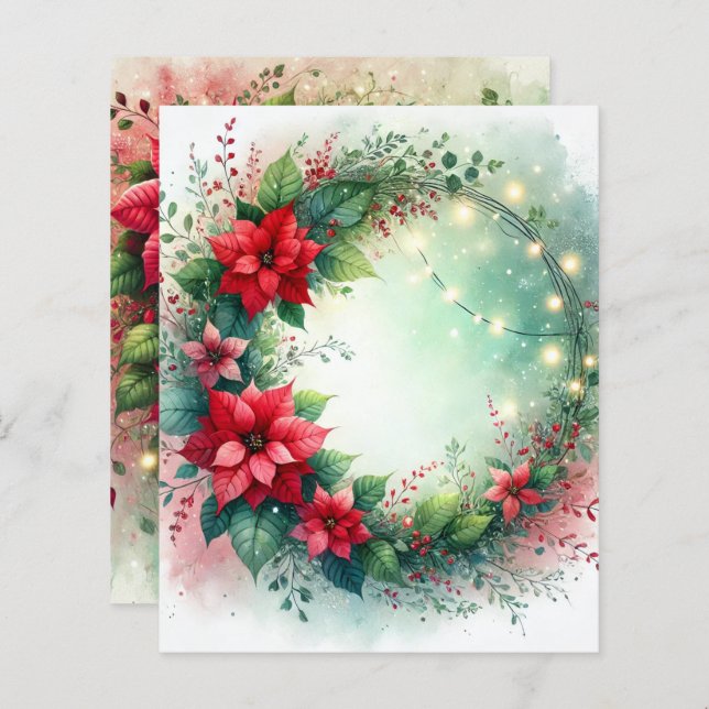 Whimsisches Weihnachtsbuch Poinsettia Wreath Scrap (Vorne/Hinten)