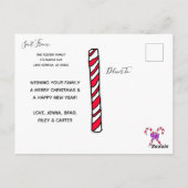 Whimsisches Weihnachtscreme Candy Cane Foto Postkarte (Rückseite)