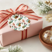 Whimsisches Weihnachtscreme Monogram Wappen Bow Geschenkanhänger