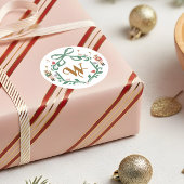 Whimsisches Weihnachtscreme Monogram Wappen Bow Runder Aufkleber