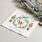 Whimsisches Weihnachtscreme Monogram Wappen Bow Serviette