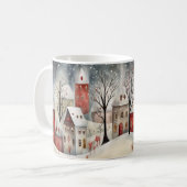 Whimsisches Weihnachtsdorf Kaffeetasse (Vorderseite Links)