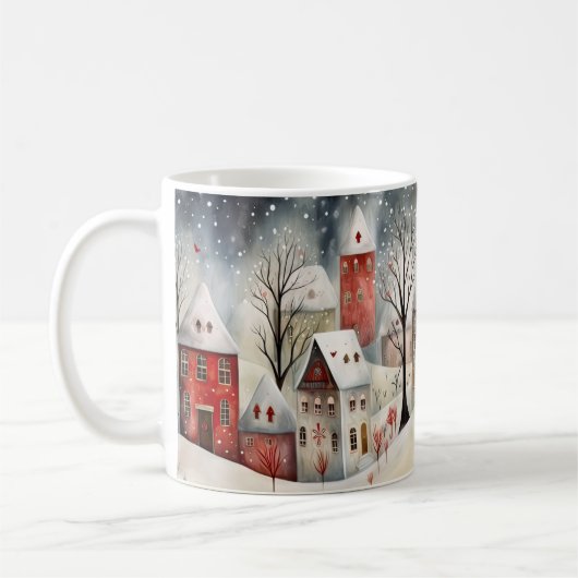 Whimsisches Weihnachtsdorf Kaffeetasse (Links)