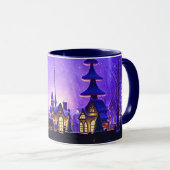 Whimsisches Weihnachtsdorf Lila Tasse Cup (VorderseiteRechts)