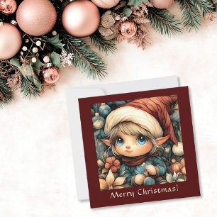 Whimsisches Weihnachtself individuell anpassbar Feiertagskarte