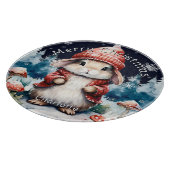 Whimsisches Weihnachtsfest Bunny Personalisiert Schneidebrett (Ecke)