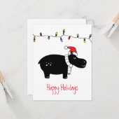 Whimsisches Weihnachtsfest Hippo Karte (Vorderseite/Rückseite Beispiel)
