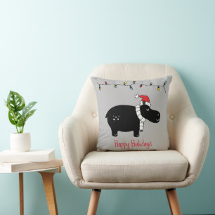 Whimsisches Weihnachtsfest Hippo Kissen