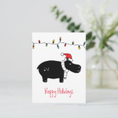 Whimsisches Weihnachtsfest Hippo Postkarte (Stehend Vorderseite)