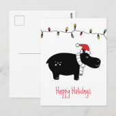 Whimsisches Weihnachtsfest Hippo Postkarte (Vorne/Hinten)