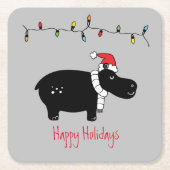 Whimsisches Weihnachtsfest Hippo Rechteckiger Pappuntersetzer (Vorderseite)