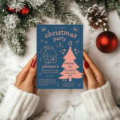 Whimsisches Weihnachtsfest mit Baum und Hütte Einladung