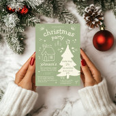 Whimsisches Weihnachtsfest mit Baum und Hütte Einladung