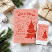 Whimsisches Weihnachtsfest mit Baum und Hütte Einladung