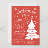 Whimsisches Weihnachtsfest mit Bäumen und Hütte In Einladung (Vorderseite)
