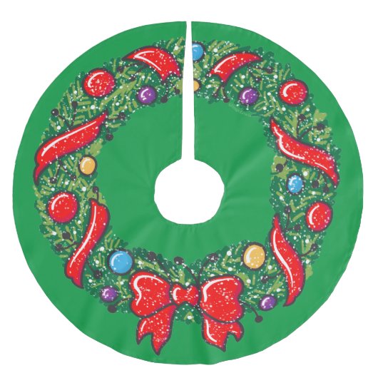 Whimsisches Weihnachtsfest Reef Rotes festlich Polyester Weihnachtsbaumdecke (Vorderseite)