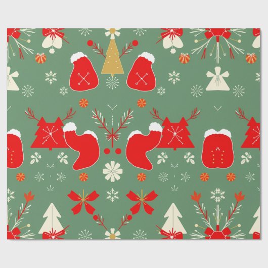 Whimsisches Weihnachtsgebäck Strumpf Pattern Geschenkpapier (Flach)