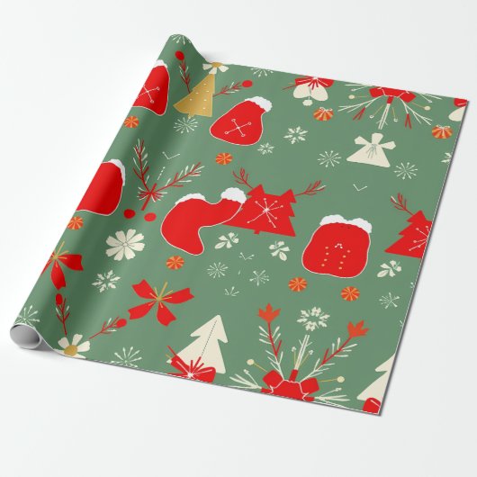 Whimsisches Weihnachtsgebäck Strumpf Pattern Geschenkpapier (Ungerollt)