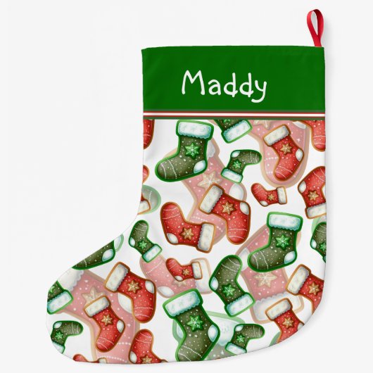 Whimsisches Weihnachtsgebäck Strumpf Pattern Großer Weihnachtsstrumpf (Rückseite)