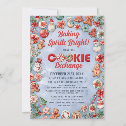 Whimsisches Weihnachtskochtausch-Party Einladung (Vorderseite)
