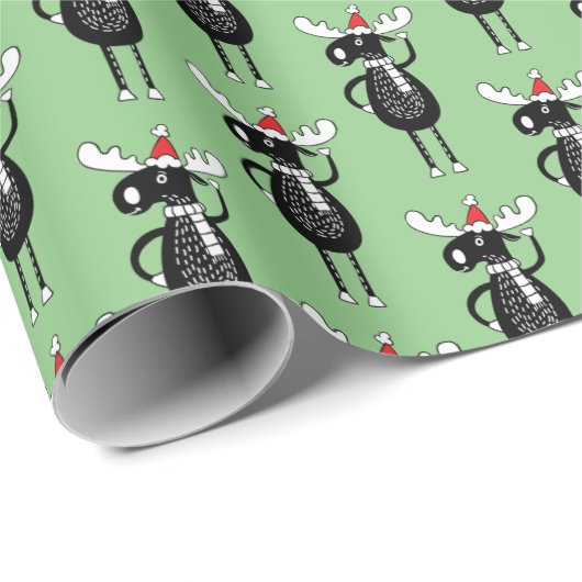 Whimsisches Weihnachtsmoose Geschenkpapier (Rolleneckpunkt)