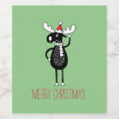 Whimsisches Weihnachtsmoose Weinetikett (Einzelnes Label)