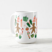 Whimsisches Weihnachtsmuster Keramik Tasse (Vorderseite Links)