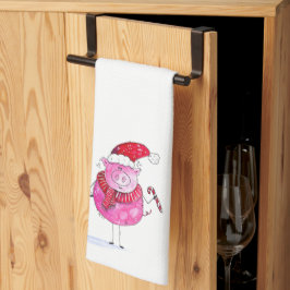 Whimsisches Weihnachtsschwein Geschirrtuch