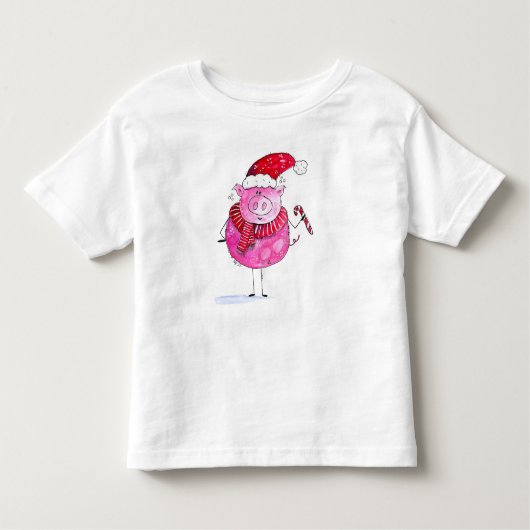 Whimsisches Weihnachtsschwein Kleinkind T-shirt (Vorderseite)
