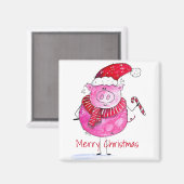 Whimsisches Weihnachtsschwein Magnet (Vorderseite/Rückseite)