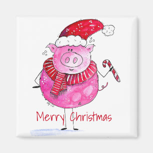 Whimsisches Weihnachtsschwein Magnet