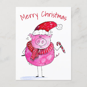 Whimsisches Weihnachtsschwein Postkarte