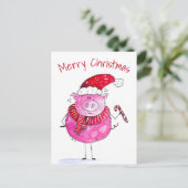 Whimsisches Weihnachtsschwein Postkarte (Stehend Vorderseite)