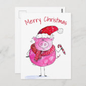 Whimsisches Weihnachtsschwein Postkarte (Vorne/Hinten)