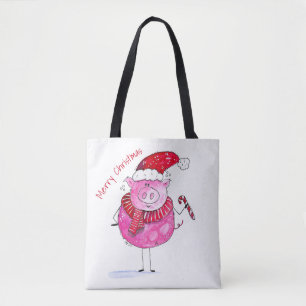 Whimsisches Weihnachtsschwein Tasche