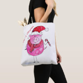 Whimsisches Weihnachtsschwein Tasche (Von Nahem)