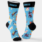 Whimsisches Winterhundemuster Niedlicher Welpe Socken (Gewinkelt)