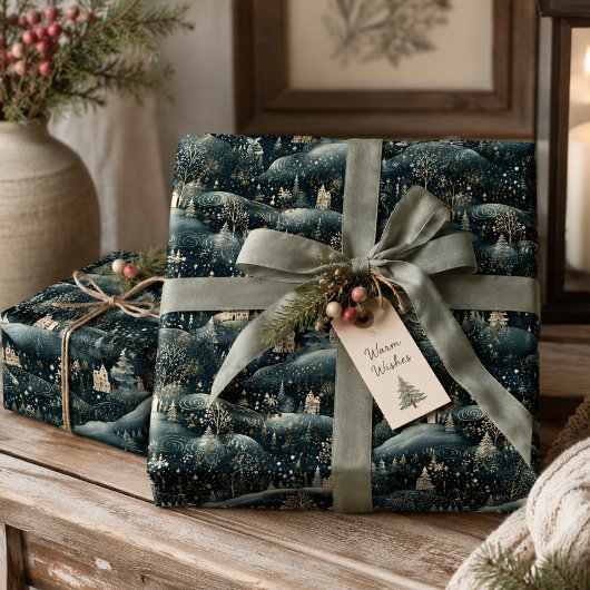 Whimsisches Winterwald Weihnachten Geschenkpapier