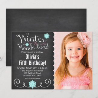 Whimsisches Winterwonderland Aquamarines Foto Gebu Einladung