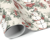Whimsisches Winterwunderland mit Vintagem Schneema Geschenkpapier (Rolleneckpunkt)