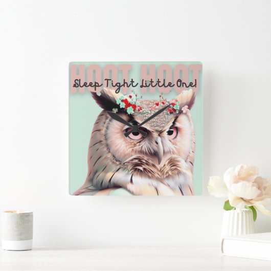 Whimsisches Woodland-Schläfchen-Schlaf-Kinderzimme Quadratische Wanduhr (Zuhause)