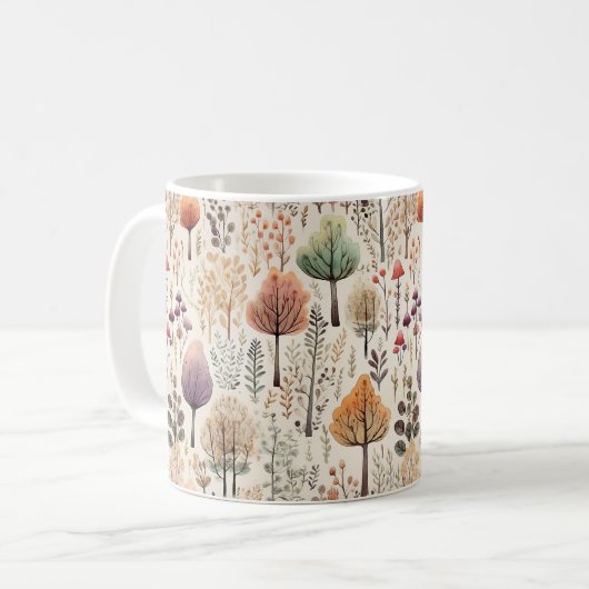 Whimsisches Woodland Wasserfarbe Kaffeetasse (Vorderseite Links)