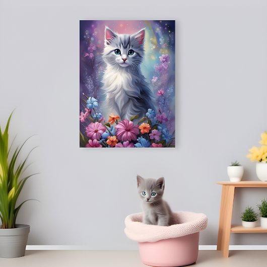 Whimsisfantasy Garden Kitten Kinderzimmer Poster